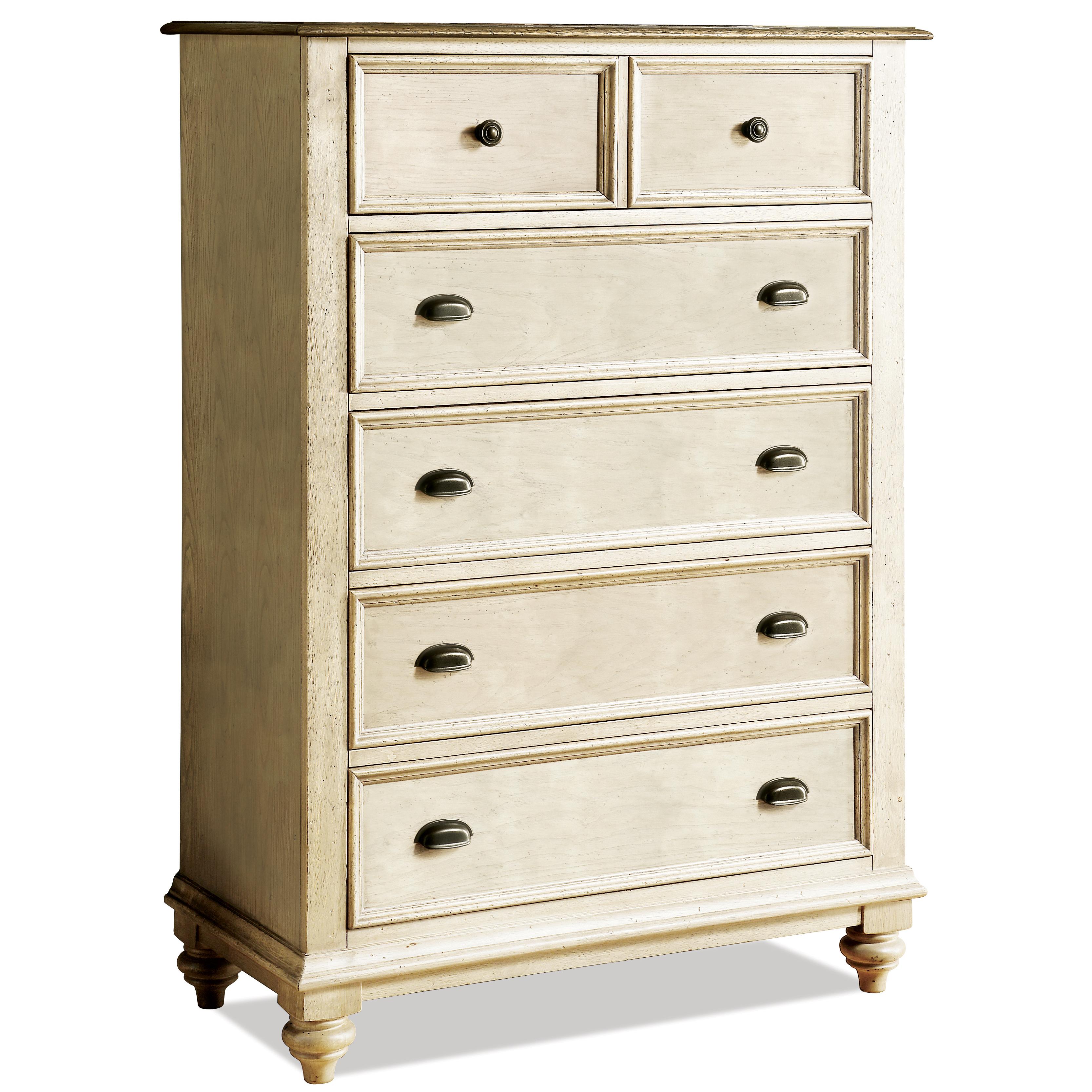 Riverside Furniture Coventry Two Tone Tall 5 Drawer Chest with Bun Feet Knight Furniture